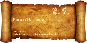Mencsik Imre névjegykártya